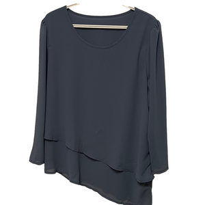 Nwt’s Emery Rose Dusty Blue Asymmetrical Top Size Large